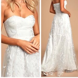 Lulus Andria White Embroidered Strapless Dress